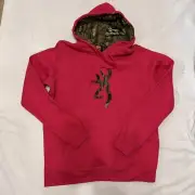 Ladies Browning Buck Deer Hot Pink Hoodie Sweatshirt Pull Over XL