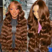 METDIO Chocolate Brown Lace Front Wig 13x6 Body Wave Lace Front Wigs Human Ha...