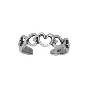 Sterling Silver .925 Hearts and Infinity Toe Ring adjustable size | Made In USA