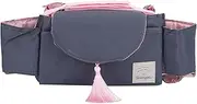 Universal Baby Stroller, Hanging Bag with 2 Cup Holders, Oxford Cloth Material, Sturdy and Lightweight, Easy to, for Infant and Mother Outdoor Travel (Pink Tassel)