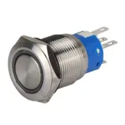 Relaxn Switch Round Stainless Steel Illuminated (On) Off 12V Blue LED Light Ring