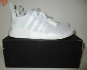 Adidas Originals NMD R1 Running Shoes Mens 8.5 FY9384 Triple White Boost NEW BOX