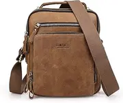 [Contacts] Leather Messenger Bag for Men, Genuine Leather Crossbody Shoulder Bag 9.7" iPad Travel Bag College School for Work