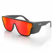 SAFESTYLE Safety Spectacles Primes Black Frame Reflectors Red Lens PMBRT100