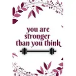 YOU ARE STRONGER THAN YOU THINK: 2020 WEIGHT LOSS PLANNER 52 WEEK FOOD AND EXERCISE JOURNAL FOR WOMEN WHO WANT TO LOSE WEIGHT