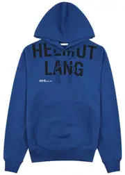 Helmut Lang Logo-print Hooded Cotton Sweatshirt - Blue - XL XL