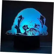 3D Cute Pug Dog Night Light Remote Control Power Touch Table Desk Optical