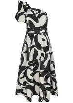 Rebecca Vallance Pompidou Printed Taffeta Midi Dress - Black - 12 (UK12 / M) 12 (UK12 / M)