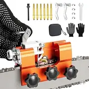 SISI HOT Chainsaw Sharpener Jig, Fast Chainsaw Sharpener Kit, Portable Hand Crank Chain Saw Sharpener Tool with Titanium-Plated Diamond Bits- Suitable for 8"-22" Chainsaw Blades