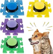 Fxvhojq 4Pcs Recordable Dog Button, 30 Seconds Voice Recording Pet Communication Button with Anti-Slip Pads, Battery Operated Dog Talking & Training Buttons, Pet Answering Buzzer for Training Dog