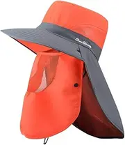 [RGSLON] Fishing Hat Sun Cap Sun Protection Wide Brim Hat with Neck Flap for Men and Women