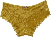 [Qiyifuwang] Women Lace Underwear Sexy Hipster Panties Half Back Coverage Panties Sexy Soft Cheeky Panties Plus Size Cheeky Panties, A2-yellow, Medium