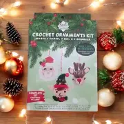 Needle Creations Crochet Christmas Ornament Kit Santa-Elf-Reindeer Set Of 3 NIB