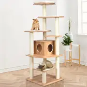 CostwayModern Cat Climbing Tree with Scratch Resistant Sisal Rope Column for Cats