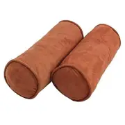 Blazing Needles Corded Microsuede Bolster Pillow 2 Count Pack of 1 Spice