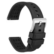 20mm Rally Watch Band, FKM Rubber Strap, Quick Release, Silver Brushed Buckle...