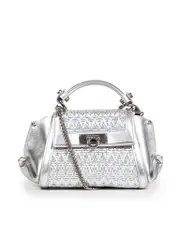 Silver Leather Top Handle