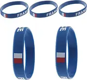 5pcs Wristband France Bracelet Flag Bracelet Football Bracelet Soccer Key Chains Basketball Bracelets France Flag Sports Bracelets World Flag Country Wrist Bands