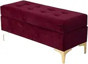 Footstool Modern Simplicity Rectangular Sofa Stool Foot pad Storage Box with Metal feet Can be Flipped Shoe Changing Stool at Entrance 100x40x45cm Ottomans (Color : Green) (Red)