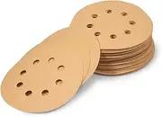 50 Pcs 5 Inches 8 Hole Dustless Hook and Loop Sanding Discs Round 220 Grit Sandpaper for Random Orbital Sander Glass Metal Automotive Polishing