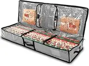 Large Wrapping Paper Storage Box, Christmas Wrapping Paper Organizer Containers with Zipper Pockets Fits Up to 26 Rolls for Holiday Decorations Accessories (Grey)