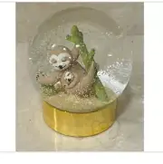 NEW Mom Sloth & baby sloth snow globe, sloths on a tree, snowfall, great gift!