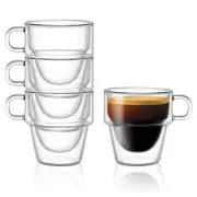 JoyJolt Stoiva Double Wall Insulated Espresso Glass Cups – 5 oz. (150 ml) Esp...