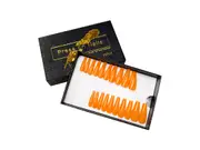 Press On Nail Tips Artificial Fake Coffin Self Adhesive Orange Glossy 20 pcs