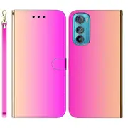 PU Phone Cover for Motorola Edge 30,Mirror-like Surface ic Clasp Protector with Wallet Stand