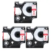 3PK Red on White label tape 12mmx7m For DYMO D1 45015 LabelManager 200 400 450D