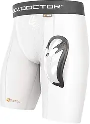 [Shock Doctor] Men's Core Compression Short with Bio-Flex Cup - XX-Large - White