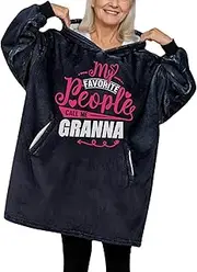 [Huglanket] Granna Gifts for Grandma, for Mother's Day, Wearable Blanket Hoodie, Oversized Hooded Blanket, Cozy, Warm, One Size - Call Me, Call Me Granna