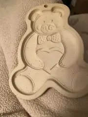 Pampered Chef Teddy Bear Cookie Chocolate Mold 1991 Stoneware Bakeware Family