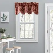 Ellis Curtain Lexington Leaf Printed Leaf Pattern Scallop Valance 58"x15" Brick