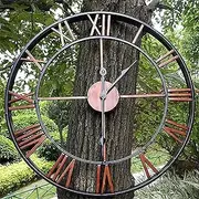 Large 50CM Classic Vintage Cast Iron Wrought Garden Wall Mounted Clock Outdoor Garden Wall Clock, Large Roman Numerals Outdoor Clock Indoor Outdoor Decoration Quartz Wall Clock