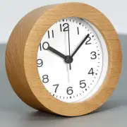 3-Inches round Wooden Alarm Clock with Arabic Numerals, Non-Ticking Silent, Back