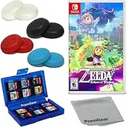 The Legend Of Zelda: Echoes Of Wisdom for Nintendo Switch (US Version), with PremGear Thumb Grips (8 pack - Black, Blue, Red & Clear), 24 Slot Game Card Holder & Cleaning Cloth
