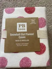 pottery Barn Teen Snowball Dot Flannel Pillow cases new