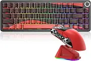 ATTACK SHARK X65PRO HE & X11 Gaming Combo–Hall Effect Magnetic Keyboard & Ultra-Light Mouse with RGB Charging Dock, 8K Polling, 22K DPI, Tri-Mode Wireless, Hot-Swappable, for Win/Mac/Linux (Black/Red)