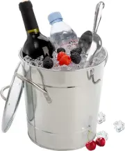 4 Liter Ice Bucket with Scoop and Lid, Double Walled Insulated Ice Bucket for Pa
