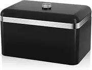 Swan SWKA1010BN Retro Bread Bin, Metal, 18 Litre, Black