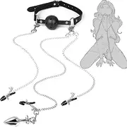 Sex Bondage BDSM Bondaged Restraints Set Sex Toy with Breathable Ball Gag Nipple Clamp Clitoris Clip & Analplug Included Adults SM Games Sex Toys for Couples
