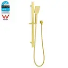 Brushed Gold Square 3 Mode Hand Held Shower Head Adjustable Sliding Rail Arm Set