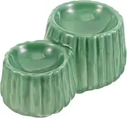 BESPORTBLE Cat Ceramic Bowl High Base Kitten Feeder Tilted Pet Bowl Cat Feeding Bowl Raised Cat Bowl Dog Feeding Dishes Cat Eating Bowl Dog Bowl Cat Supply Pet Water Bowl Ceramics Light Green
