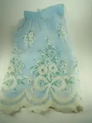 Vintage Apron Light Blue with White Velvet Flowers New w Tag MCM NOS