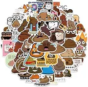 50 Packs Poop Stickers Water Bottles Laptop Phone Motorcycle Computer Guitar Skateboard Hydroflasks Spoof Poop Vinyl Sticker Waterproof Aesthetic Trendy Decals for Teens Girls Adults