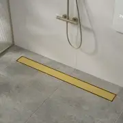 900mm Tile Insert Bathroom Shower Brushed Brass Grate Drain Floor Waste