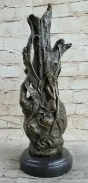 100% Solid Genuine Bronze Sexy fairy Vase Bronze Masterpiece Artwork Statue Deal