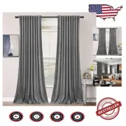 Elegant Grey 96in Velvet Curtains - Thermal Insulated & Light Filtering Set of 2