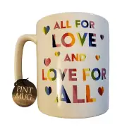 New Rainbow All For Love LGBTQIA Pride Pint Mug